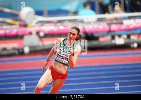 Mirela Demireva participe aux Championnats du monde en salle de Belgrade en 2022. Banque D'Images