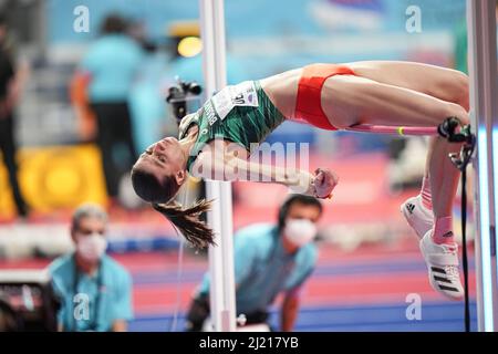 Mirela Demireva participe aux Championnats du monde en salle de Belgrade en 2022. Banque D'Images