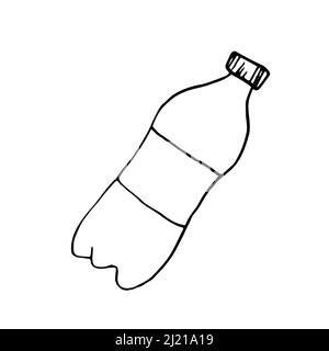 Bouteille d'eau en plastique à esquisse simple vectorielle. Bouteille en plastique, contenant, illustration d'esquisse vectorielle Illustration de Vecteur