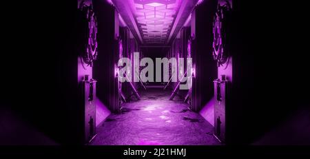 Inconnu couloir hangar sous-sol couloir souterrain innovant noir couleurs fond Alien scène concept Art 3D rendu Banque D'Images