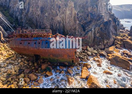 Naufrage de MV RMS Mulheim, Land's End, Cornwall, Angleterre Banque D'Images