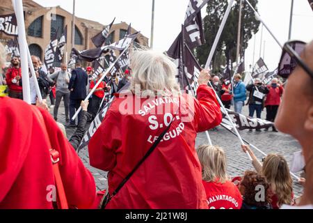 29 mars 2022, Rome, Italie: Manifestation organisée à Rome par des entrepreneurs italiens du secteur maritime qui s'opposent aux appels d'offres et à l'expropriation des plages italiennes (Credit image: © Matteo Nardone/Pacific Press via ZUMA Press Wire) Banque D'Images