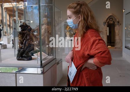 Glasgow, Écosse, 29 mars 2022. Le matin de l'ouverture du musée de la Collection Burrell, abritant la collection du magnat Sir William Burrell, après avoir été fermé pour une rénovation et une modernisation de 6 ans, pour un coût de £68million et réalisée par John McAslan + Partners, à Pollok Park, à Glasgow, en Écosse, le 29 mars 2022. Banque D'Images