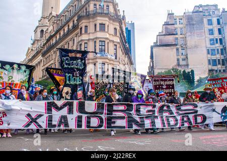 Mars pour le jour du souvenir. 46 ans après le coup d'Etat de la dictature civilo-militaire en Argentine, on exige mémoire, vérité et justice. Banque D'Images