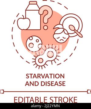 Icône de concept terre cuite de famine et de maladie Illustration de Vecteur