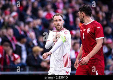 Copenhague, Danemark. 29th mars 2022. Christian Eriksen (10) du Danemark vu pendant le football amical entre le Danemark et la Serbie à Parken à Copenhague. (Crédit photo : Gonzales photo/Alamy Live News Banque D'Images