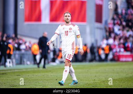 Copenhague, Danemark. 29th mars 2022. Christian Eriksen (10) du Danemark vu pendant le football amical entre le Danemark et la Serbie à Parken à Copenhague. (Crédit photo : Gonzales photo/Alamy Live News Banque D'Images