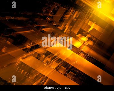 Fond fractal de style Golden TECH - illustration abstraite 3D Banque D'Images