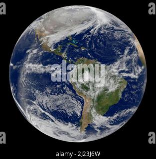 La terre de l'espace, face à l'Amérique du Sud Banque D'Images