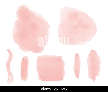 Taches d'aquarelle rose blush peinture stropke. Texture d'arrière-plan abstraite rose aquarelle sur blanc. Peint à la main sur papier. Banque D'Images