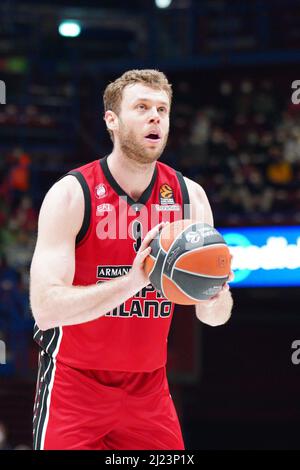 Milan, Italie. 29th mars 2022. Nicolo Melli (AX Armani Exchange Olimpia Milano) pendant AX Armani Exchange Milano vs Bayern Monaco, Basketball EuroLeague Championship Championship à Milan, Italie, Mars 29 2022 crédit: Independent photo Agency/Alay Live News Banque D'Images