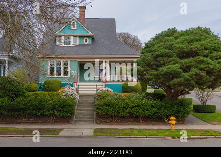 Grande maison Highland Drive quartier résidentiel Queen Anne à Seattle Washington. Banque D'Images