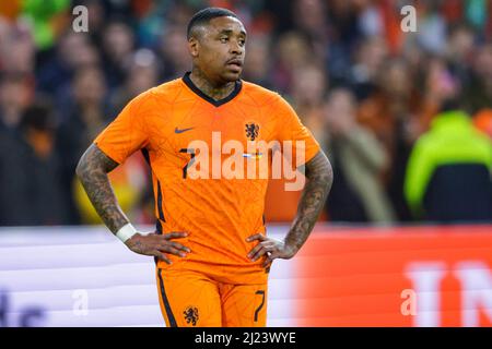 AMSTERDAM, PAYS-BAS - MARS 29: Steven Bergwijn des pays-Bas pendant le match international amical entre les pays-Bas et l'Allemagne à la Johan Cruijff Arena le 29 mars 2022 à Amsterdam, pays-Bas (photo de Broer van den Boom/Orange Pictures) Banque D'Images