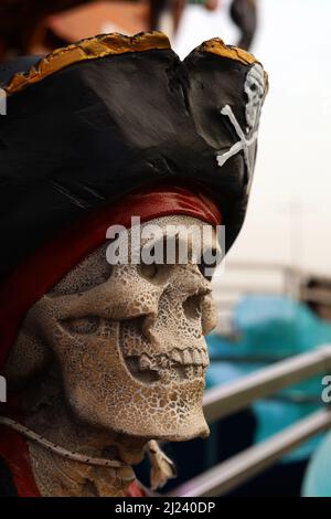 Mystérieux et effrayant capitaine de pirate de mer de Caribbean Head Banque D'Images