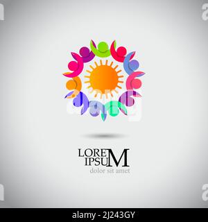 L'éducation des enfants entourent soins bonheur logo vector icon Illustration de Vecteur