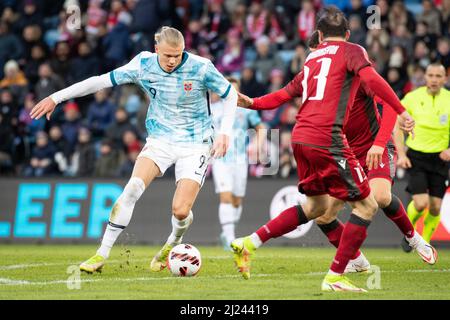 Oslo, Norvège. 29th mars 2022. Erling Haaland (9 ans) de Norvège vu lors du match de football amical entre la Norvège et l'Arménie à Ullevaal Stadion à Oslo. (Crédit photo : Gonzales photo/Alamy Live News Banque D'Images