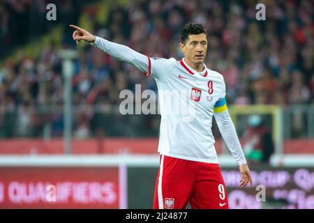 Chorzow, Pologne. 30th mars 2022. Robert Lewandowski de Pologne pendant la coupe du monde de la FIFA Qatar 2022 qualification finale du match entre la Pologne et la Suède au stade Silésien de Chorzow, Pologne, le 29 mars 2022 (photo par Andrew SURMA/ Credit: SIPA USA/Alay Live News Banque D'Images