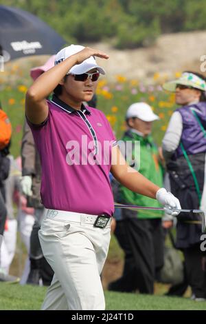 8 oct 2011-Incheon, Corée du Sud-TSENG, Yani de Taiwan, joue sur le 3th trous lors du championnat LPGA par Hana Bank au club de golf SKY72 à Incheon le 8 oct 2011, Corée du Sud. Banque D'Images