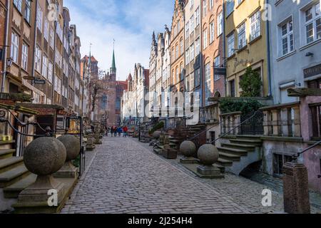 Vue sur la rue Gdansk Mariacka Banque D'Images