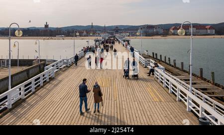Jetée en bois de Sopot, Gdansk, Pologne. La plus longue jetée en bois du monde Banque D'Images