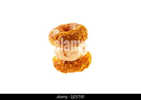 Sandwich glace glace à la crème de beignets au Lotus. Banque D'Images