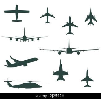 Illustrations vectorielles de diverses icônes d'hélicoptère avion Illustration de Vecteur