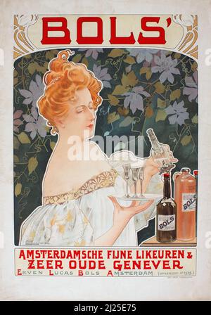 Vintage Art Nouveau par Henri Privat-Livemont - Bols (1901). Ancienne affiche publicitaire. Banque D'Images