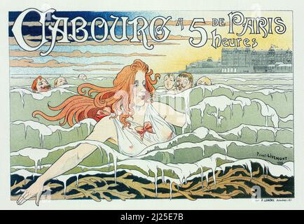 Vintage Art Nouveau par Henri Privat-Livemont - Casino de Cabourg (1897) ancienne affiche publicitaire. Banque D'Images