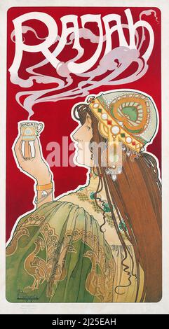 Vintage Art Nouveau par Henri Privat-Livemont - Rajah (1899). Ancienne affiche publicitaire. Banque D'Images