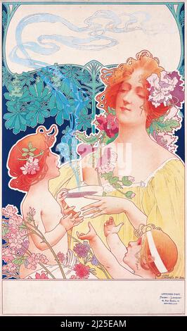 Art nouveau vintage par Henri Privat-Livemont - Tropon chocolat-cacao (1900) Banque D'Images