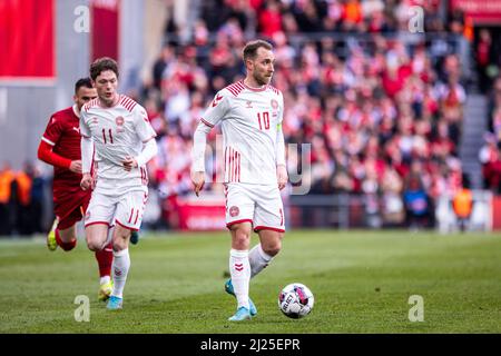 Copenhague, Danemark. 29th mars 2022. Christian Eriksen (10) du Danemark vu pendant le football amical entre le Danemark et la Serbie à Parken à Copenhague. (Crédit photo : Gonzales photo/Alamy Live News Banque D'Images