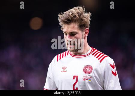 Copenhague, Danemark. 29th mars 2022. Joachim Andersen (2) du Danemark vu pendant le football amical entre le Danemark et la Serbie à Parken à Copenhague. (Crédit photo : Gonzales photo/Alamy Live News Banque D'Images