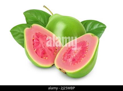 Fruit de goyave isolé sur fond blanc avec chemin de coupure et profondeur de champ complète Banque D'Images