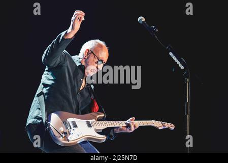 ITALIE, BOLOGNE, UNIPOL ARENA 2016: Pete Townshend, guitariste du groupe de rock britannique “The Who”, en direct sur scène pour la tournée européenne “Back to the Who” Banque D'Images