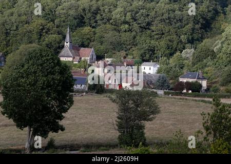Village de Champignolles dans la vallée de la Risle, Normandie, France Banque D'Images