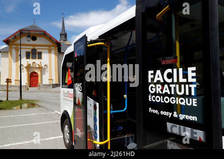 Navette Žlectrique gratuit ˆ Saint Gervais les bains. Gratuit, facile et vert. Banque D'Images