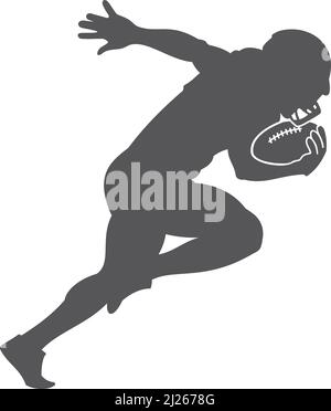 Joueur américain de football en course. Silhouette noire Sportsman Illustration de Vecteur