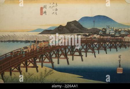 Utagawa Hiroshige. Hiroshige est célèbre pour ses paysages de paysages pittoresques. Artiste Ukiyo-e, période Edo (19th siècle) Banque D'Images