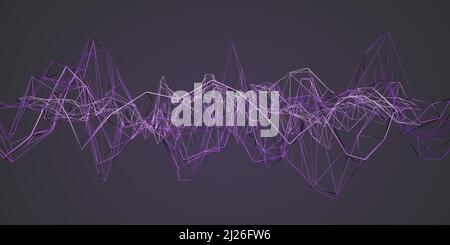 Arrière-plan abstrait violet bas poly avec lignes brillantes reliées, science ou concept de recherche avec structure en fil de plexus Banque D'Images