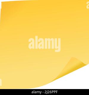 Modèle de pense-bête jaune avec coin arrondi réaliste Illustration de Vecteur