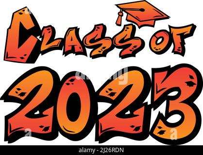 Classe de logo rouge et orange Graffiti 2023 Banque D'Images