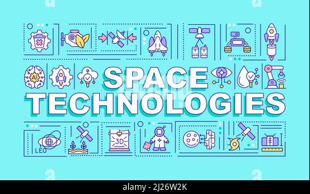 Technologies de l'espace mots concepts bannière turquoise Illustration de Vecteur