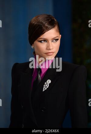 27th mars 2022, Los Angeles, États-Unis. Zendaya participant à la Vanity Fair Oscar Party 2022, Wallis Annenberg Center for the Performing Arts, Los Angeles. Banque D'Images