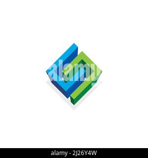 3D logo abstrait ou icône Illustration de Vecteur