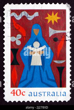 AUSTRALIE - VERS 1999 : un timbre imprimé en Australie montre Madonna et l'enfant, Noël, vers 1999 Banque D'Images