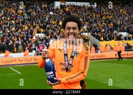 Wolves FC footballeur Helda Costa. Wolverhampton Wanderers fête la victoire du championnat Sky Bet 28/04/2018 Banque D'Images