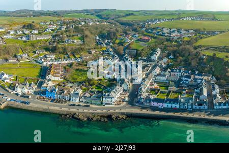 Vue aérienne du village de Portpatrick à Dumfries et Galloway, Écosse, Royaume-Uni Banque D'Images