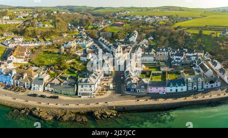 Vue aérienne du village de Portpatrick à Dumfries et Galloway, Écosse, Royaume-Uni Banque D'Images