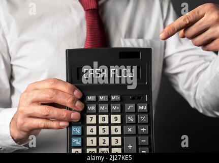 Mot de flux de trésorerie sur le calculateur pour le financement d'entreprise. Photo de haute qualité Banque D'Images