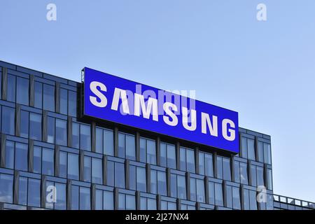 Samsung - extérieur moderne de bâtiment de bureau à Milan Italie Europe. Banque D'Images